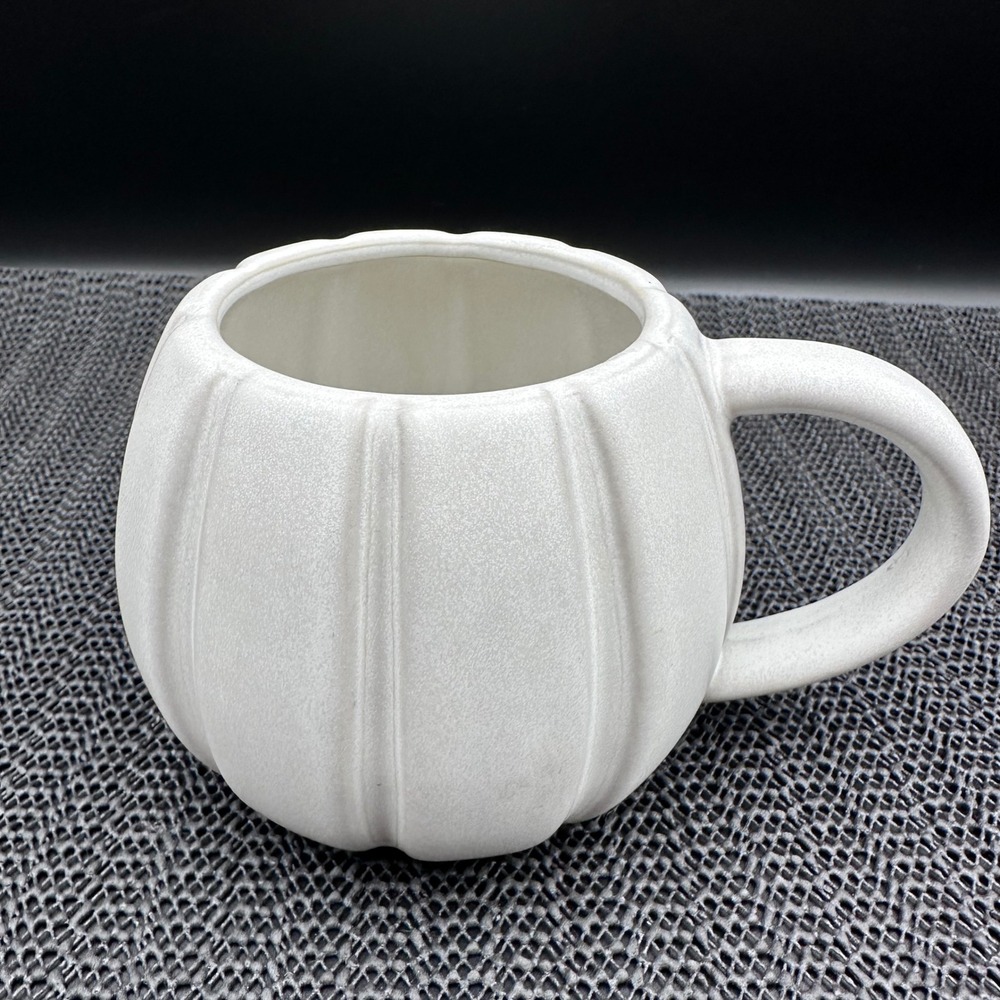Hyde and EEK Boutique White Pumpkin Stoneware Mug Speckled Halloween Fall Mug
